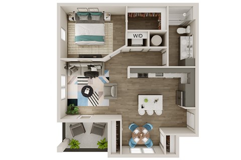 1 Bed 1 Bath 746 SF Floor Plan at Preserve at Sycamore Creek, Missouri 65065